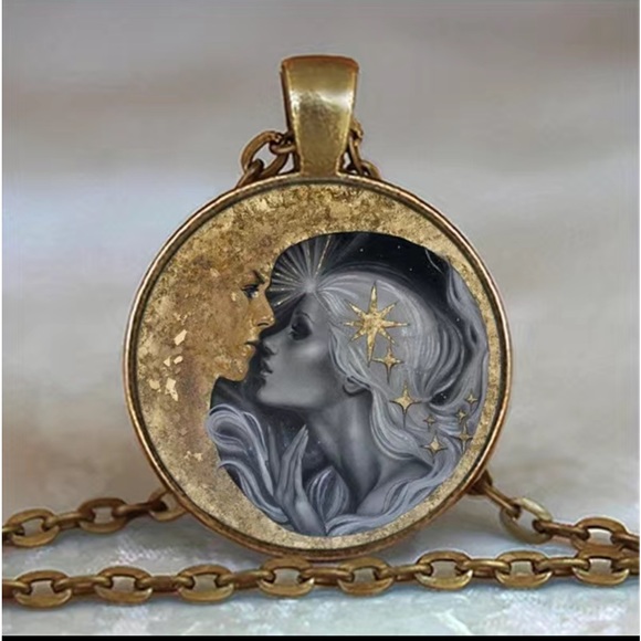 Jewelry - Moon Goddess Zinc Alloy Fairy Fantasy Angel Cabochon Pendant Bronze Necklace